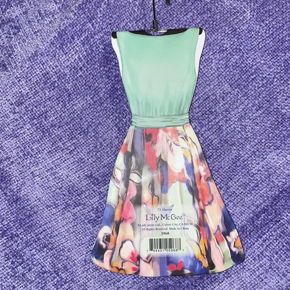 Lily McGee notepad on metal hanger floral skirt green top pastel pages dress - Picture 3 of 5